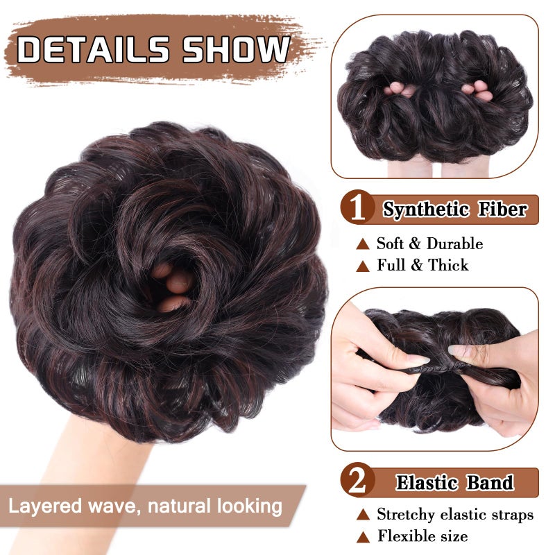 MORICA Messy Hair Bun Hair Scrunchies Extension Curly Wavy fake hair bun Synthetic Chignon hair pieces for Women(2/33#) - Image 3